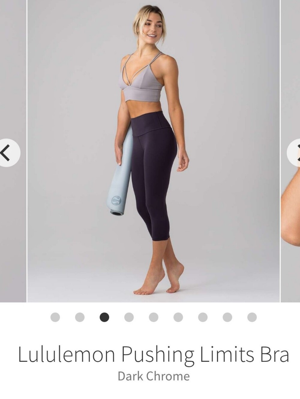 Lululemon Pushing Limits Strappy Sports Bra - Dark Chrome Sz 6